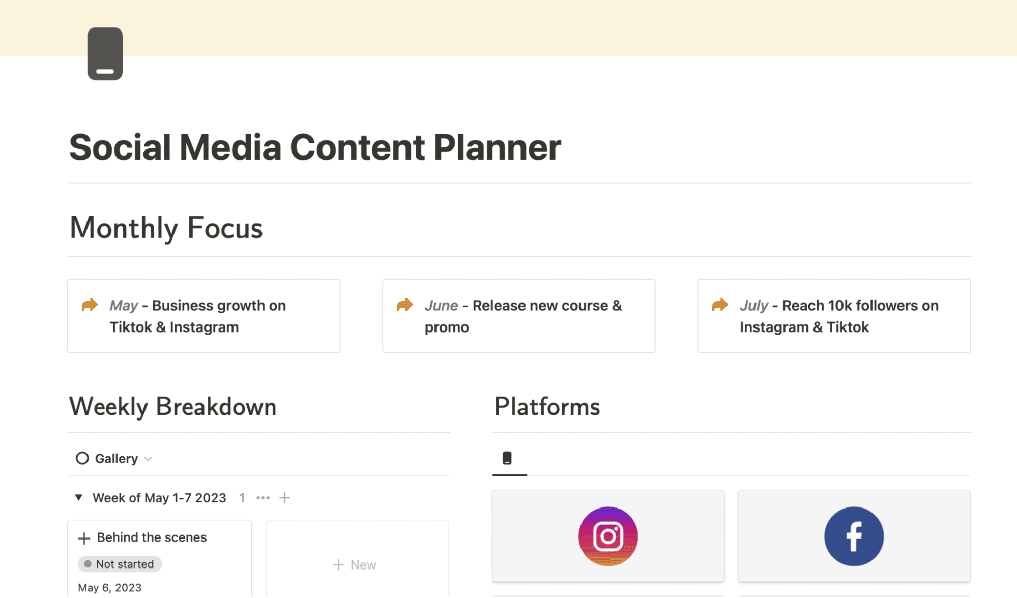Social Media Content Planner