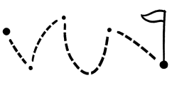 A dotted line leading to a flag