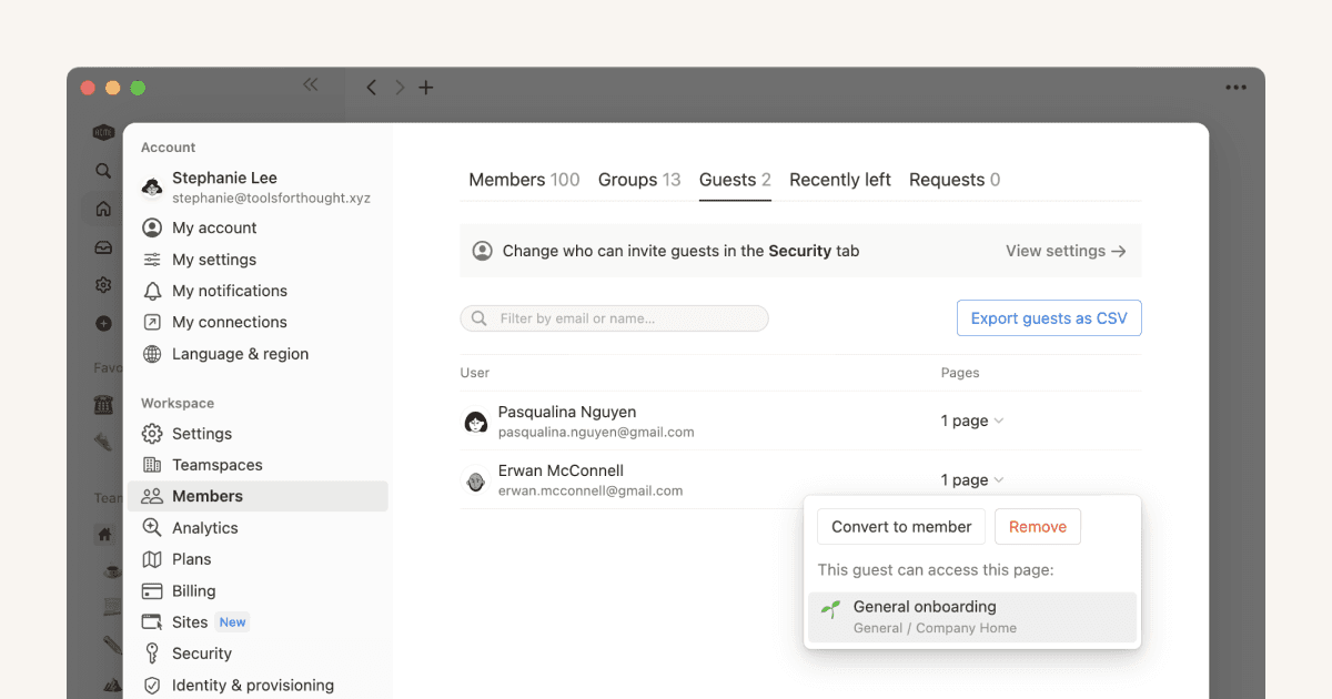 Who should be a workspace member, and who should be a guest?